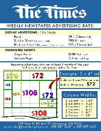 Weekly Advertising Rate Card